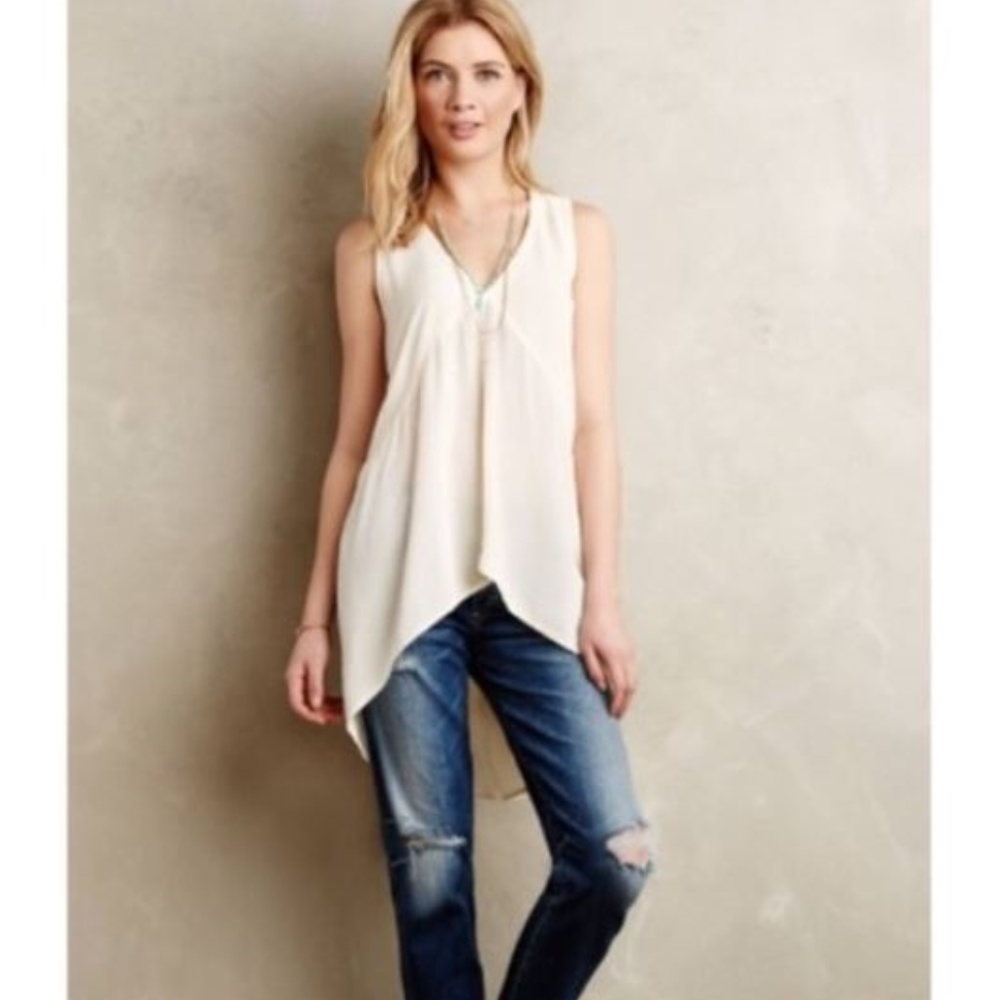 Anthro Left of Center | Avie Tunic in Natural | XS